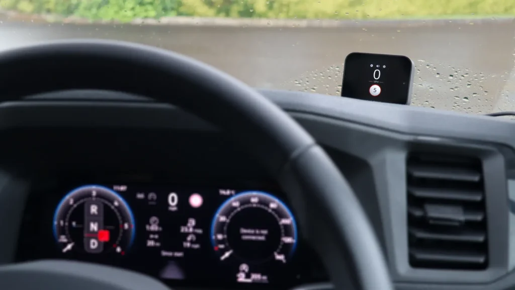 Road Angel Pure Sync review unit on dashboard